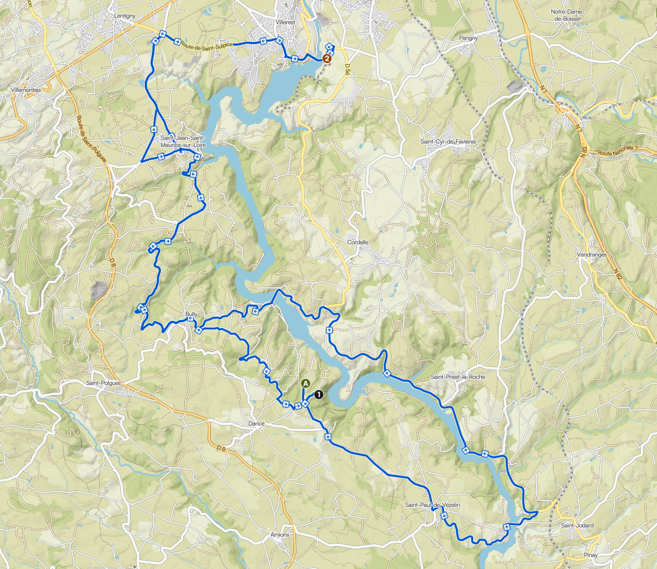 Carte du parcours Tour de Loire / Saint-Jean / Barrage